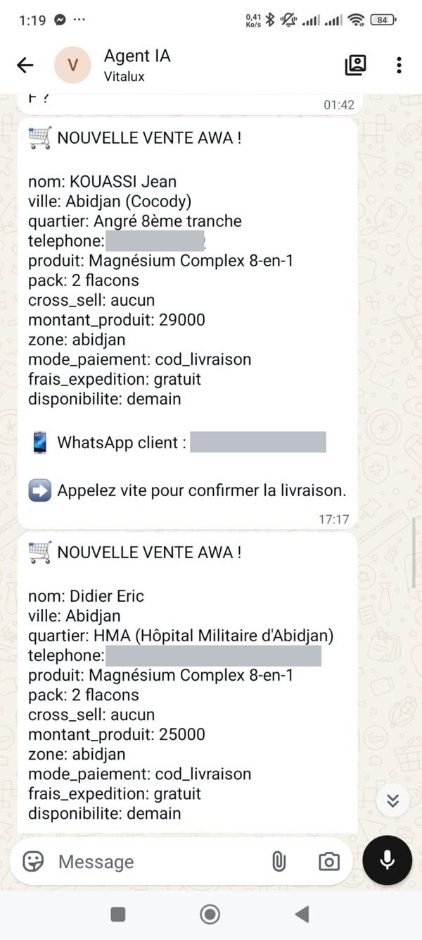 Alerte reçue sur WhatsApp